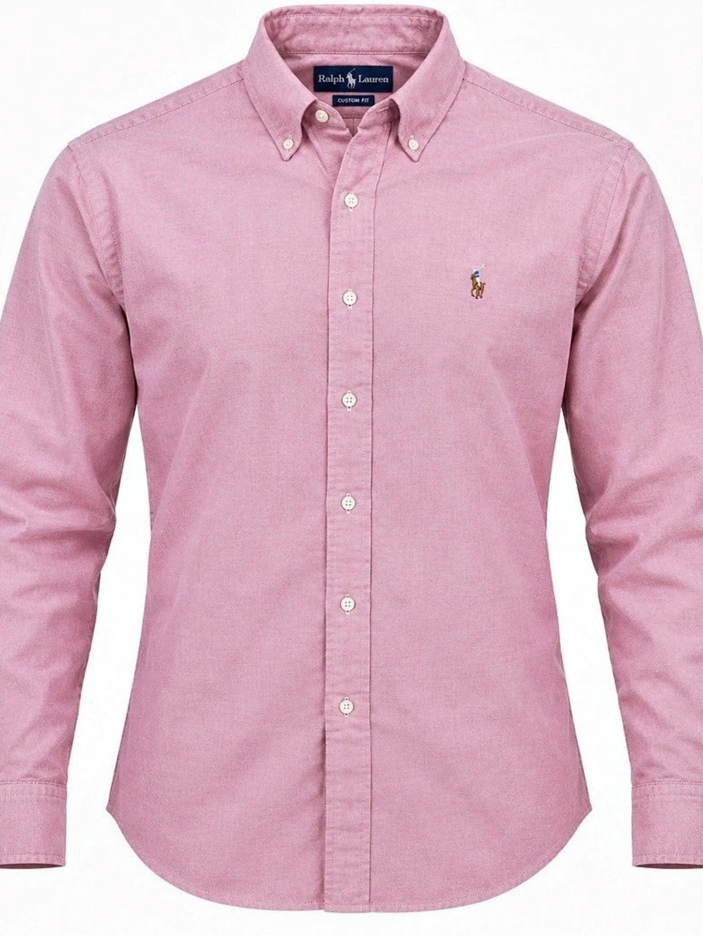 Ralph Lauren Men's Large Pink Custom Fit Oxford Shirt Multicolor Pony